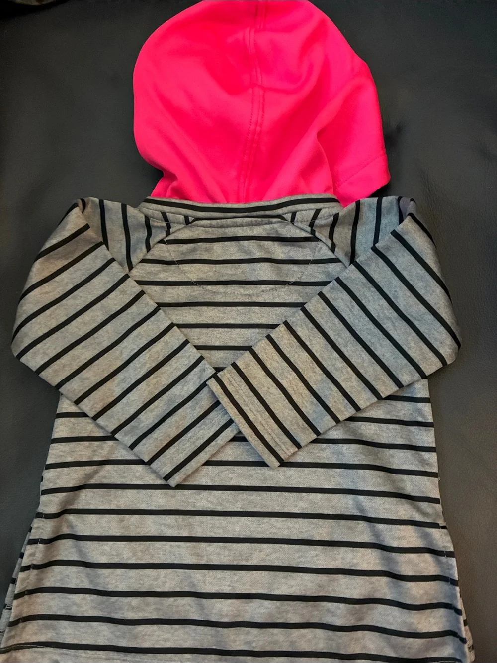 Nike Girls' Gray & Hot Pink Striped Hooded Sweatshirt